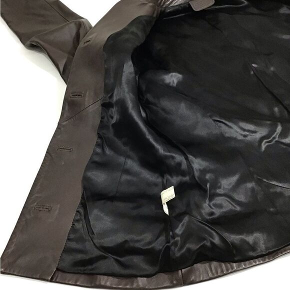 Trussardi Collezione Pelle Brown Leather Blazer Jacket Size 44 - Picture 10 of 16